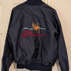 Elk Foundation Men's Navy Nylon Bomber Jacket -- Men's L